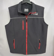Cintas Coca-Cola Logo Full Zip Men's Size L Gray Sleeveless Vest Zip Pockets EUC