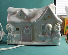 PRECIOUS MOMENTS KIDS 1994 HOUSE LIGHTED WINTER CHRISTMAS NIGHT LIGHT