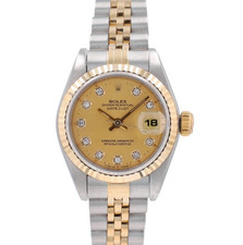 Rolex Datejust 69173 Two-Tone 18KY & Steel Champagne Diamond Dial Jubilee Watch