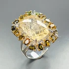 Fine Jewelry 20 ct Natural Lemon Quartz Ring 925 Sterling Silver Size 8 /R471354