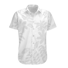 White Tropical Leaf Hawaiian Shirt