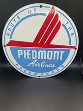 Ande Rooney Vintage Porcelain Enaeml Sign Piedmont Airlines Route of Pacemakers