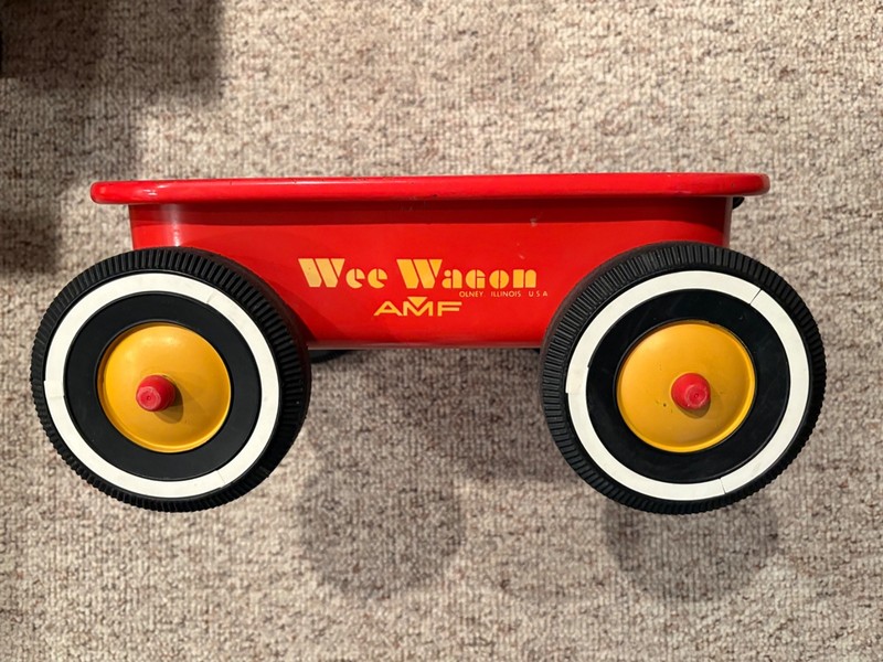 Vintage AMF Wee Wagon Red Metal Pull Toy – Olney, Illinois – 1960s/70s