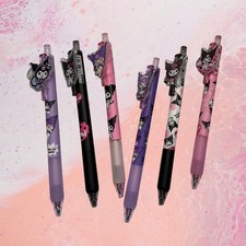 Sanrio Lot of 6 Kuromi Pens with Attached Acrylic Charm