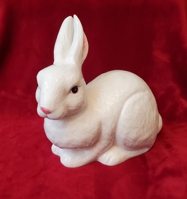 LARGE CERAMIC GLAZED DECORATIVE EASTER BUNNY RABBIT FIGURINE-13'' TALL x 15'' WIDE