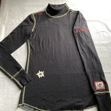 Alp-n-Rock Shirt Womens Size 3 Black Turtleneck Base Layer Edelweiss Sewn Rare