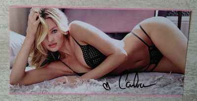 ORIGINAL AUTOGRAMM CANDICE SWANEPOEL GROSSE SEXY KARTE VICTORIAS SECRET SIGNATUR