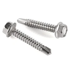 #8 x 1-1/4" Hex Washer Head Self Drilling Screws, Self Tapping Sheet Metal Sc...