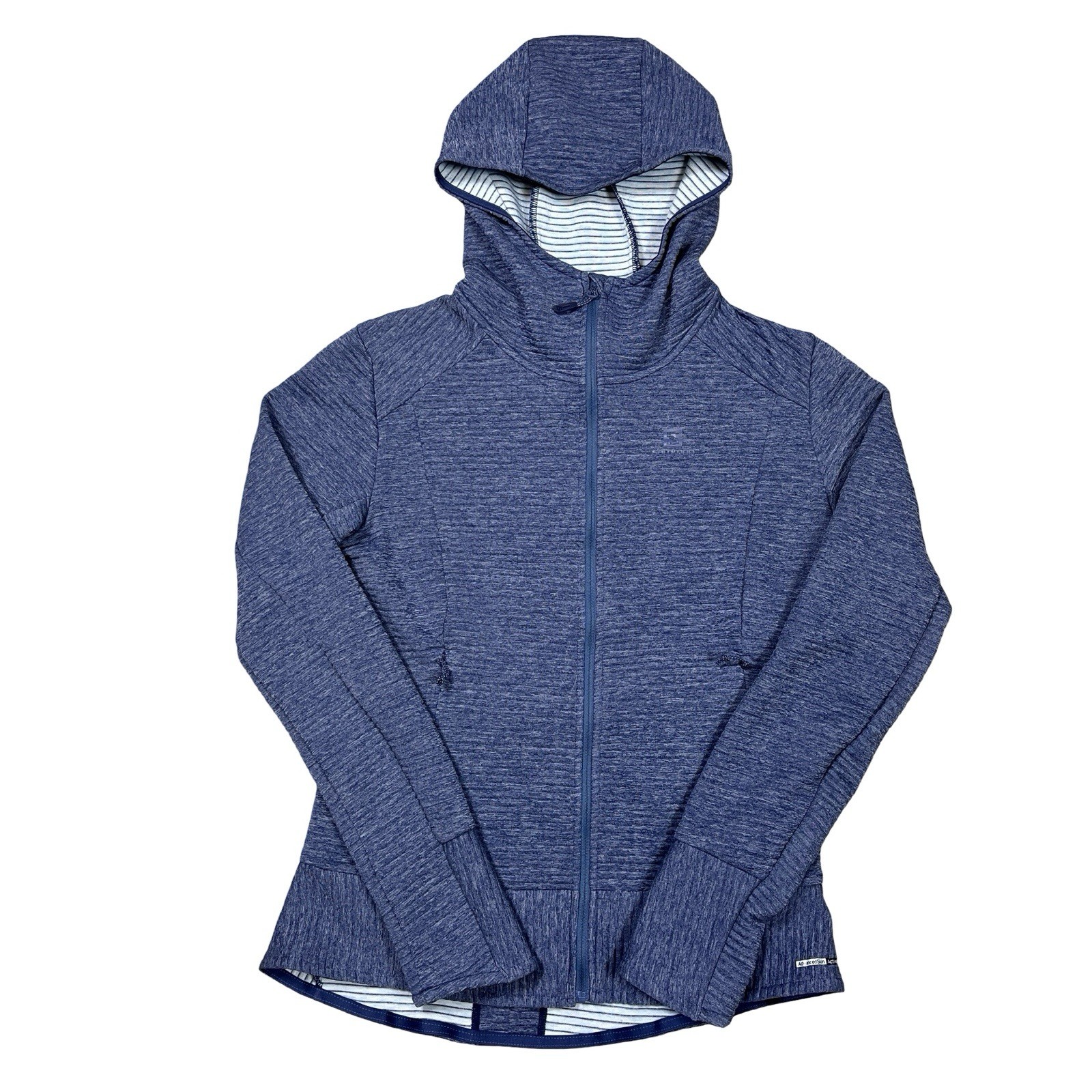 Felpa con cappuccio Salomon Advanced Ski Acive Dry full zip blu corsa donna piccola