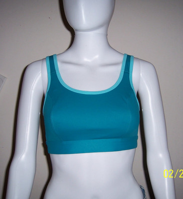 Title Nine Women 34C Turquoise/blue Sports Bra High Impact Running Athletic