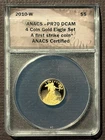 2010-W American Eagle $5 GOLD Coin ANACS PR70 First Strike 1/10 Oz : 10837
