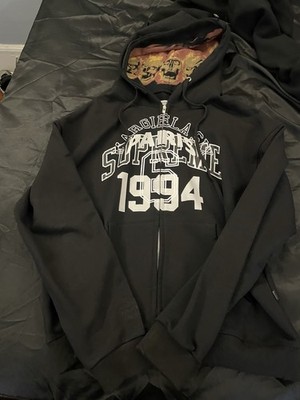 Supreme MM6 Maison Margiela Full Zip Hooded Fleece Hoodie Black Graphic L