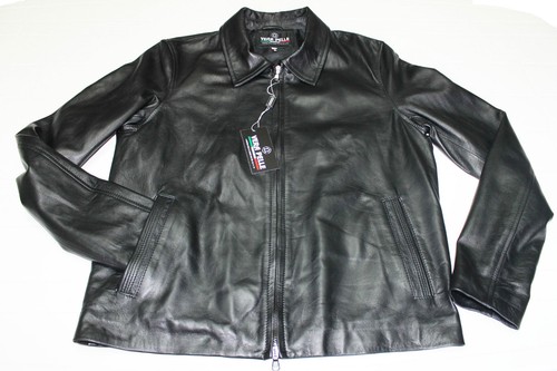 ITALIAN HANDMADE MEN LAMBSKIN LEATHER CLASSIC JACKET COLOR BLACK SIZE M - Picture 1 of 5