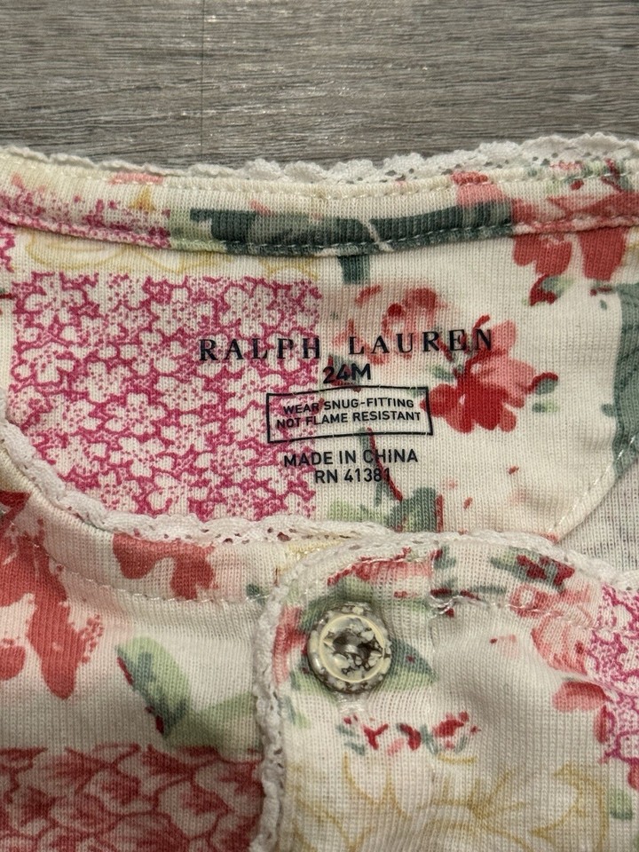 Ralph Lauren Baby Girls Patchwork One Piece Jumper 24m Button Pink