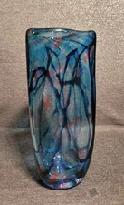 🔥 Matthew LaBarbara Art Glass Fire Island Triangle Vase • 1999 • Signed • CT121