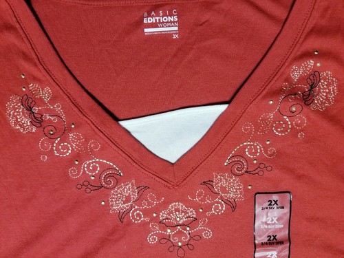 Women's Casual Long Sleeve Layered-Look Henley Floral T-Shirt OFFER only 3 days - Picture 11 of 17
