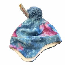 NWT Girls Fleece Tie Dye Earflap Hat - Cat  Jack  Blue One Size Fits Most