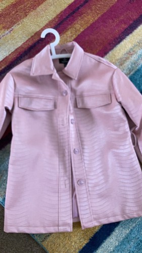 pink leather coat