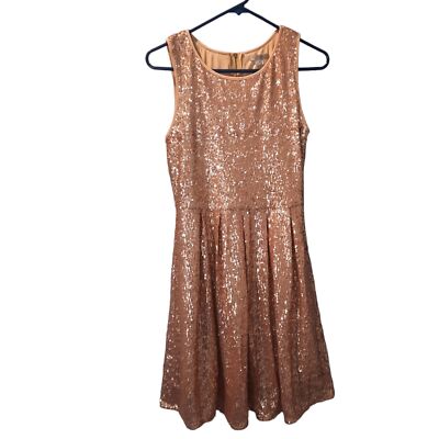 Issi Gold Sequins Dress Womens Small Skater Midi Fit Flair Tank Party  Formal | eBay