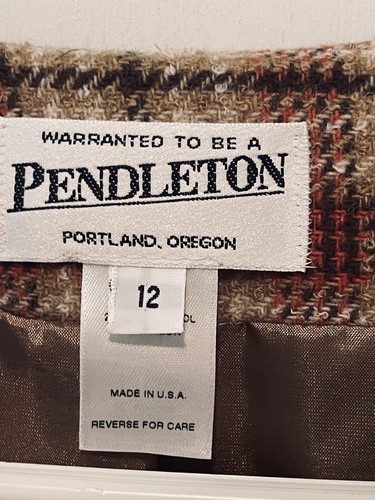 Vintage Pendleton Wool Tan Orange Plaid Button Blazer Jacket size 12 USA - Picture 4 of 7