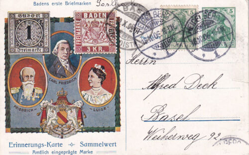 DR Privatpostkarte PP 27 D 1-01 - Jubiläum Baden, bedarfsgelaufen in die Schweiz - Bild 1 von 2
