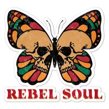 Rebel Soul Skull Butterfly Sticker Decal