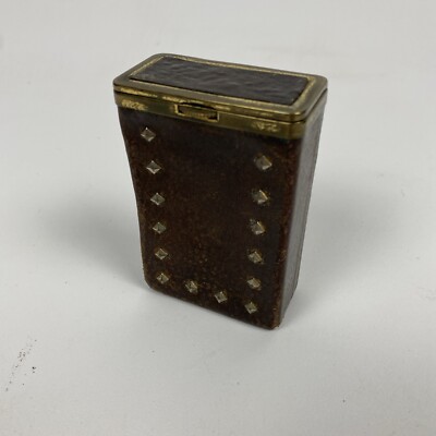Vintage Princess Gardner Art Deco Style Studded Brown Leather Cigarette  Case