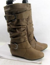 NEW brown 1.5"HIDDEN WEDGE Heel Knee Boots women Size 10
