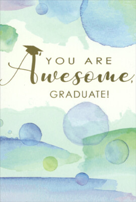 Awesome Graduate Blue And Green Watercolor Circles Graduation Card