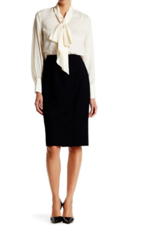 Falda lápiz Canvas by Lands' End mezcla de lana negro azabache 2 nueva con etiquetas $90