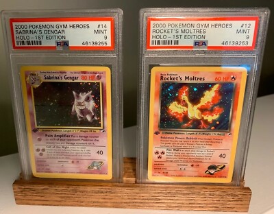 SAD STAND Graded PSA Wooden Card Display Holder 2 Cards Pokémon