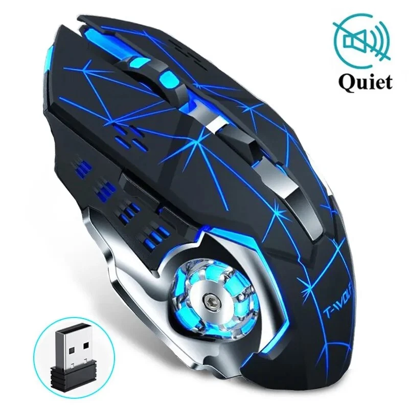 Wireless Gaming Mouse PC Rechargeable LED Light USB Computer Laptop Silent Mice - Image 3 of 4