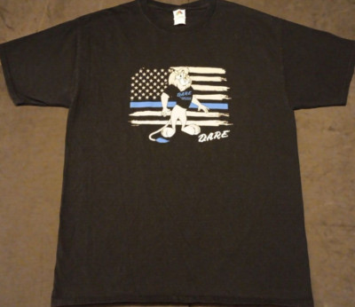 Unisex LG FOTL D.A.R.E Blue Line Flag Graphic Lion Collector T Shirt