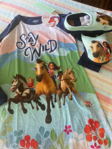 NWT 10 12 dreamworks Spirit horse pony nightgown nightshirt slippers set sleep