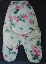 Blankets and Beyond Infant Girl Ivory Pink Floral Plush Footed Swaddle NEW