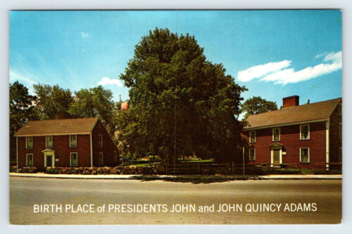 Miejsca urodzenia prezydentów John Adams i John Quincy Adams Vintage Pocztówka BRL4 - Zdjęcie 1 z 2