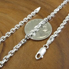  4MM Solid 925 Sterling Silver Italian Anchor Link Cable Chain, Made in Italy