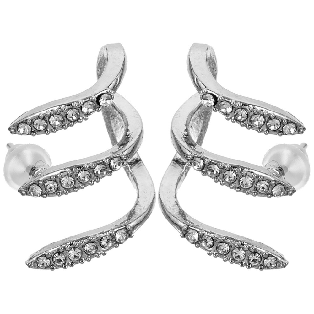 Layered Rhinestone Hoop Earrings Cold Style Curved Studs-image
