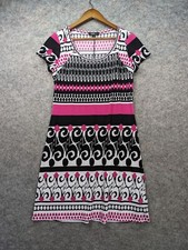 AGB Dress Womens Medium Multicolor Geometric Short Sleeve A-Line Boho