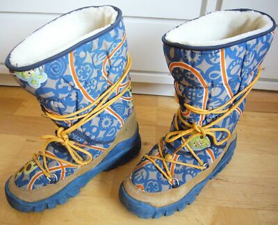   Wunderschöne OILILY Boots, Stiefel, Blau Bunt mit tollem Muster Gr.35