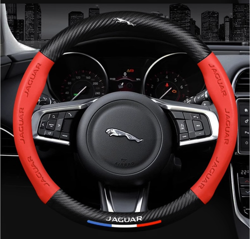15" PU Leather+Carbon fiber Steering Wheel Cover For 1936-2024 Jaguar All Cars - Picture 3 of 16