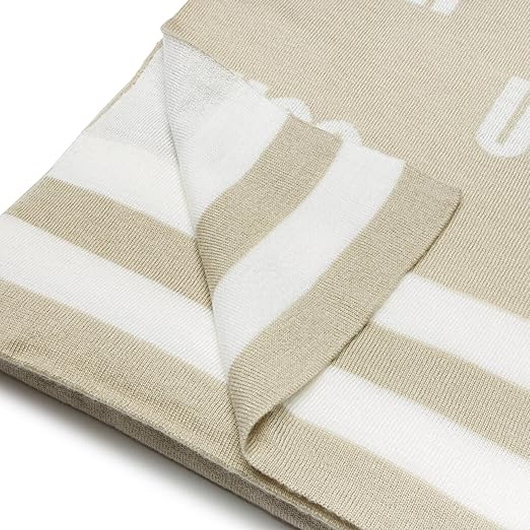 UGG GRAPHIC LOGO RUANA DRAPE PONCHO ONE SIZE SAND MULTI WOOL KNIT BLEND image 3