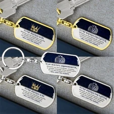 Stainless Steel Gift Keychain Keyring To My Badass Son Daughter GRAND SON
