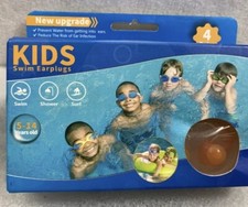 MAXSPT 4 PAIR KIDS SWIM EARPLUGS 5-14 YEARS OLD GREEN,ORANGE,PINK.NEON