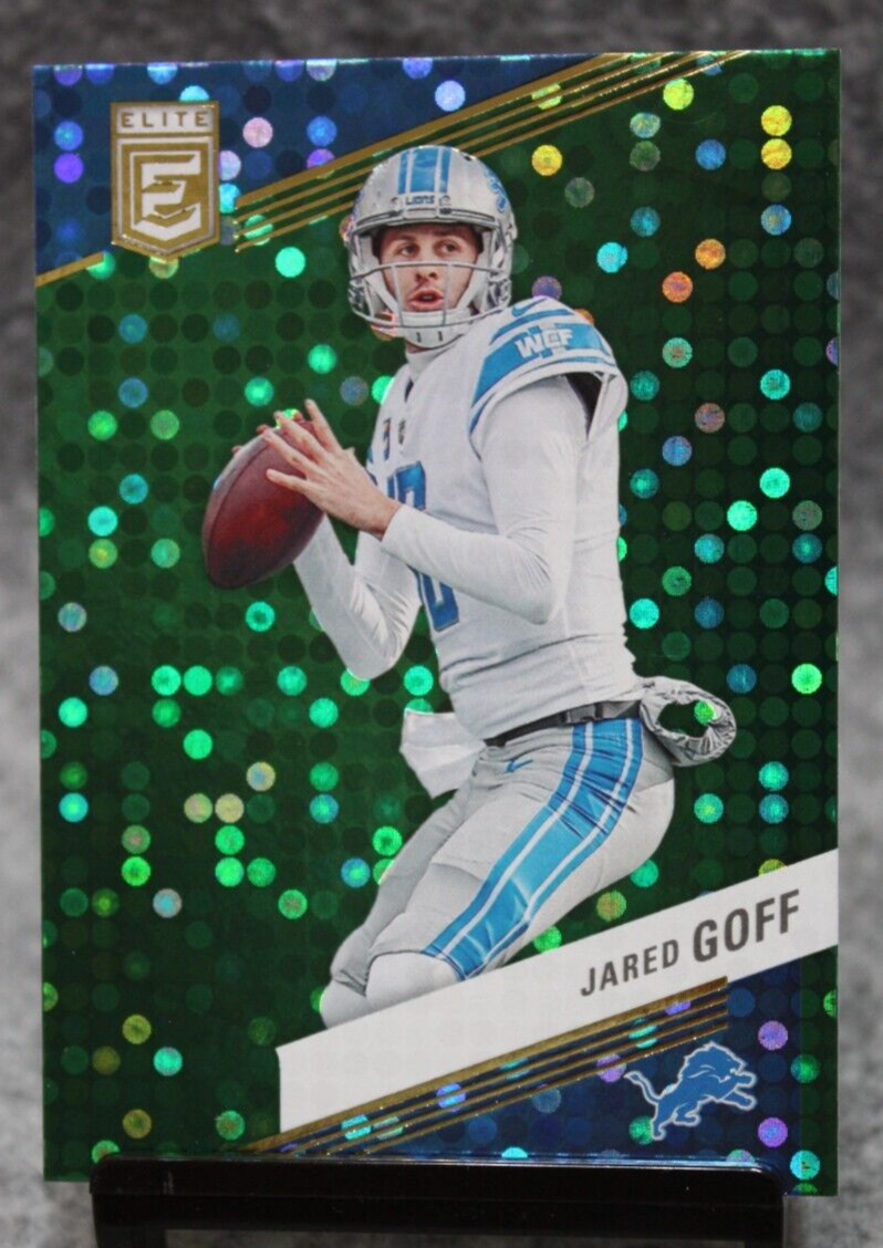 2023 Donruss Elite Jared Goff #48 Green Disco Lions