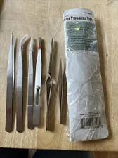 6 pc Tweezer Set Stainless Steel Science Jewelry Hobby, Crafts Ect