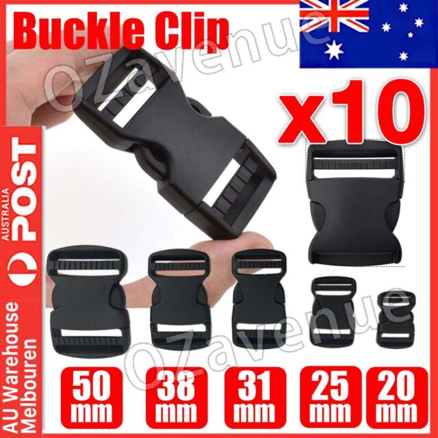 10PCS 25mm Black Plastic Side Quick Release Buckle Clip –Cord Strap Backpack Bag