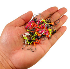 50 pcs 3D eye Jig Heads Hook Fishing Lures Crappe Panfish Rig Bass Crappie Trout