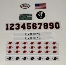 Miami Hurricanes - White Helmet - Riddell Mini Helmet Decal Package - 8 Versions