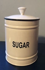 Fiddle + Fern Trading White Enamel Sugar Canister 6" x 8"
